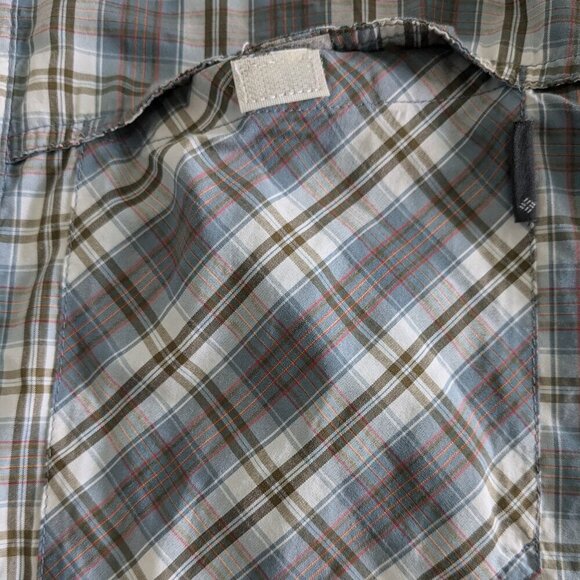 Columbia Plaid Button-up Shirt Men's Large Insect Blocker Roll-Tab Long Sleeve - Picture 11 of 16